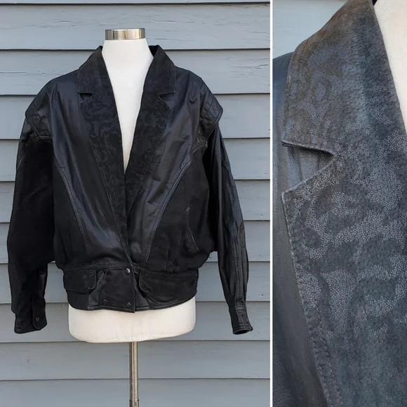 Vintage 90s y2k Black Suede/Leather Moto Motorcycle Biker Grunge